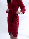 Premium Satin Maroon Regular fit dress