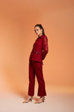 Office Maroon Lace Women's Co-ord Set