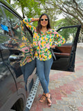 Yellow and Green Lemon Print Shirt