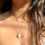 Rack Jack Y2K Charm Pendant Gold Necklace - Butterfly - Purple