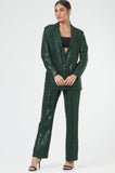 Women's Office Party Green Sequin Suit