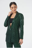 Women's Office Party Green Sequin Suit