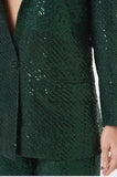 Women's Office Party Green Sequin Suit