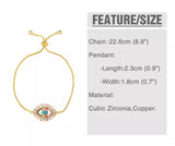 Crystal Gemstone Rainbow Bracelets - Big Evil Eye & Emerald Cut Rainbow