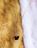Rack Jack Y2K Charm Pendant Gold Necklace - Butterfly - Black