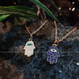 Y2K Charm Pendant Gold Necklace - Hamsa Hand Evil Eye