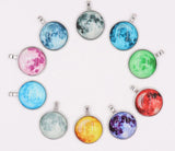 Rack Jack Mini Glow in the Dark Moon Pendant Handmade Glass Dome Lunar Eclipse Alloy Pendant Necklace  Women - Dark Grey