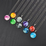 Rack Jack Mini Glow in the Dark Moon Pendant Handmade Glass Dome Lunar Eclipse Alloy Pendant Necklace  Women - Dark Grey