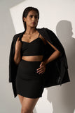 Black Blazer with skirt and top Co-ord set for Women