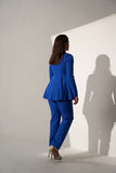 Powerful Women's Royal blue blazer with straight pants (Set)