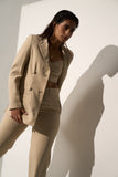 Ladies Workwear Beige Blazer with Straight pants(SET)