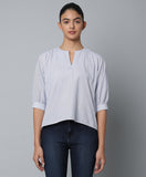 Cotton High Low Top- Striped