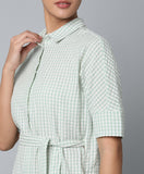 Checkered Green Shirt Dress