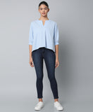 Cotton High Low Top- Blue