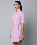 Cotton Shirt Dress With Rollup Sleeves