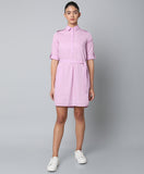 Cotton Shirt Dress With Rollup Sleeves