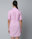 Cotton Shirt Dress With Rollup Sleeves