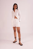 Classic Linen Ladies Co-Ord set in white.