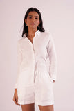 Breathable 100% Linen White Women's Formal Shirt