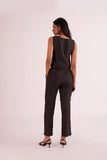 High rised Classic 100% Linen Black Pants