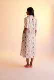 White Comfortable Women's Floral Midi Shirt Dress