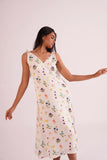 V-neck Floral Women's White midi Dress