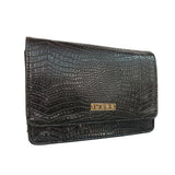 IMARS Stylish Crossbody Black Croco For Women & Girls (Sling Bag) Made With Faux Leather