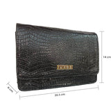 IMARS Stylish Crossbody Black Croco For Women & Girls (Sling Bag) Made With Faux Leather