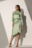 Women's Sage Green Satin coord skirt and top set