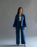 Stylish Womens's Navy Blue Work Denim Co-ords Set