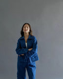 Stylish Womens's Navy Blue Work Denim Co-ords Set