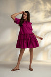 Casual Semi-Formal Purple Cotton Ladies Dress