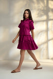 Casual Semi-Formal Purple Cotton Ladies Dress