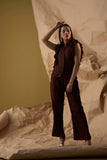 Women's Brown Lace Partywear Coord Set