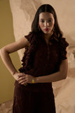 Women's Brown Lace Partywear Coord Set