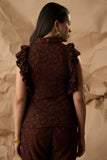 Women's Brown Lace Partywear Coord Set