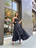 Black Cotton Women's Evening long dress