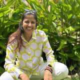 Lime Green & White Polka Print Shirt