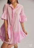 Ruffled sleeve 100% Cotton mini Dress for Women