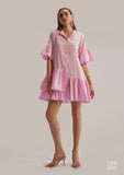 Ruffled sleeve 100% Cotton mini Dress for Women