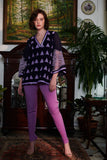 Pure Cotton Ikat Embroidered Sleeves Lilac Top