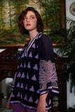 Pure Cotton Ikat Embroidered Sleeves Lilac Top