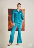 Teal Embellished Women's Evening Shirt