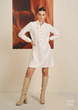 Workwear Crepe Pearl Buttoned Dress - Women