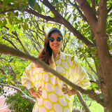 White Polka & Lime Green Shirt Dress Tunic