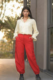 Relaxed fit Linen cargo pants for ladies