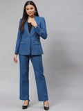 Two Piece Set Women Formal Blue Pant Suits Female Office