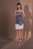 Striped Grey Cotton Women's Office Dress