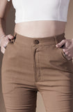 Slim fit Brown Comfortable Women's Office Pants