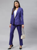 Poly Cotton Notched Lapel Pant Suit - Royal Blue